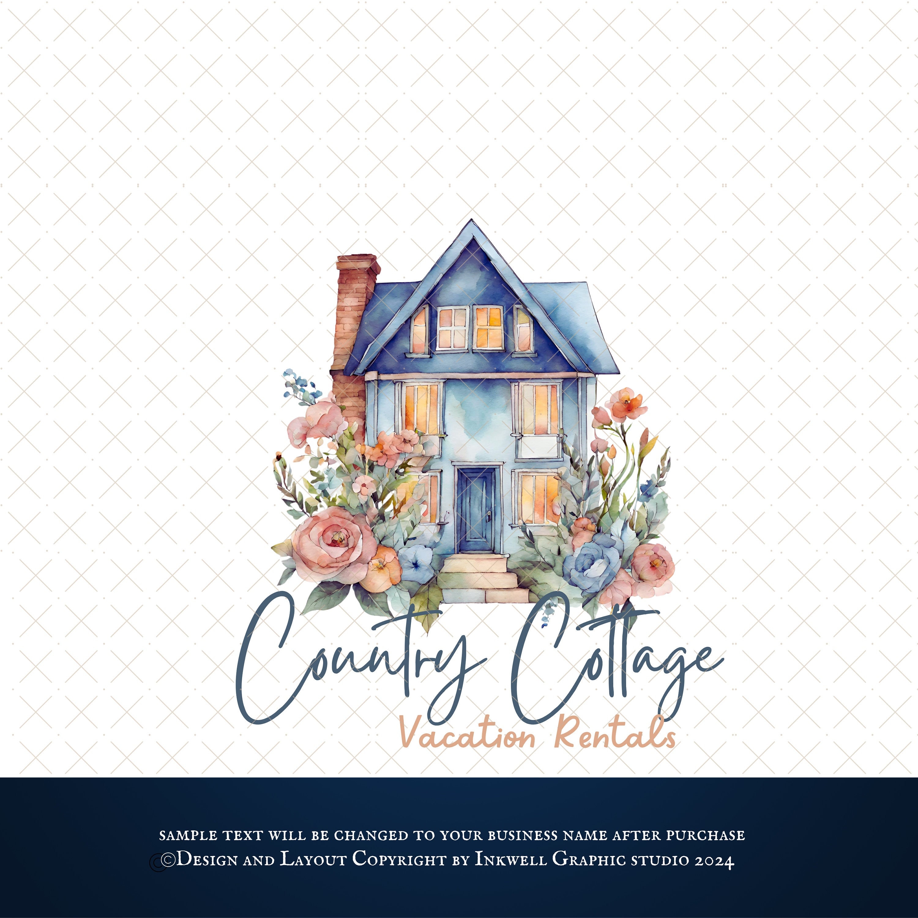 Holiday Rentals Logo Rental Logo, Vacation Rental Logo, Property Management Logo, Watercolor ...