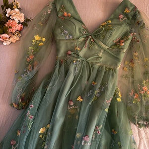 Fairy Floral Dress Women 2026.Fairycore Sage Green Forest Fairy Floral Dress Plus Size Prom Corset ...