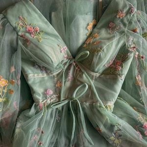 Fairycore Sage Green Forest Fairy Floral Dress Plus Size Prom Corset Dress