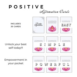 Cartes d’affirmation positive : Ensemble de 30 déclarations inspirantes à télécharger numériquement