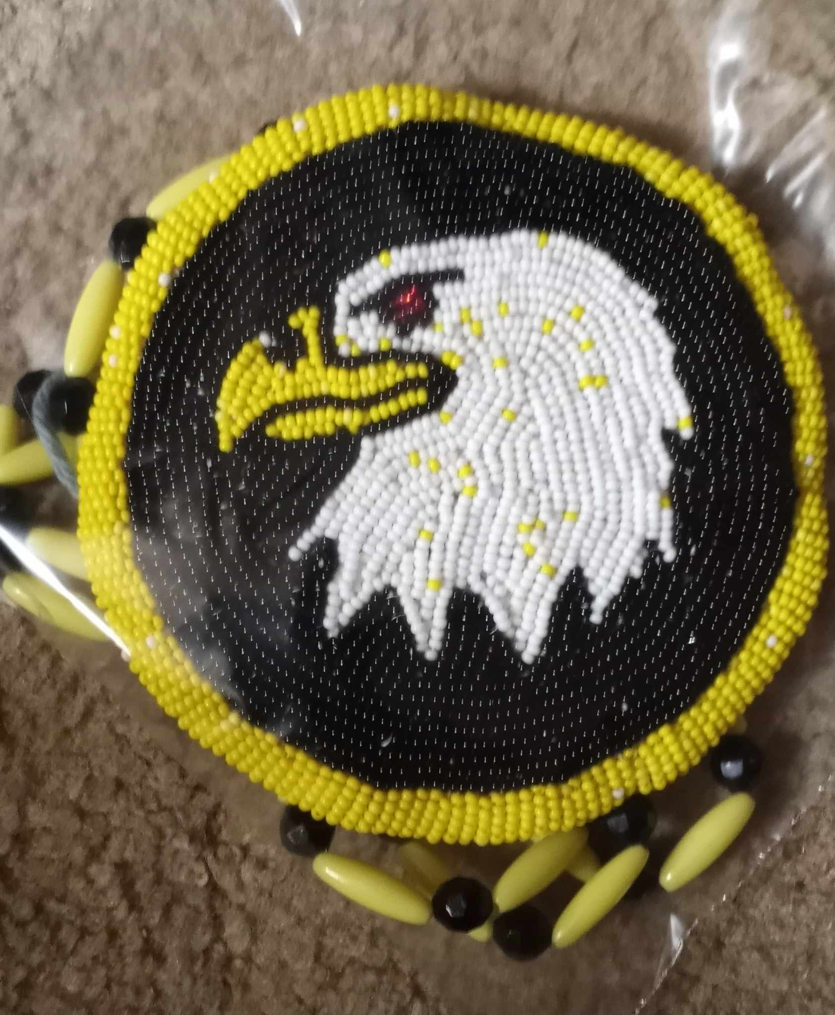 4.5&quot; Native Beaded Eagle Medallion