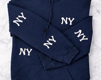 Sudadera con capucha y logo de los NY Yankees 5 en azul marino y blanco