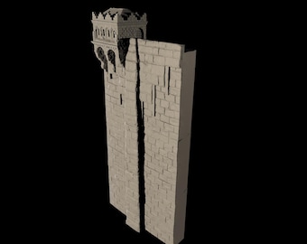 City 2nd Level Curved Wall With Building - STL files