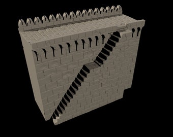 City Curved Wall with Stairs - STL file
