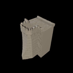 City Curved Wall with Tower - STL file
