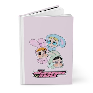 Kawaii Powerpuff Girls Hardcover Journal, Cute Notebook for Kids, Pink Diary Gift, Cartoon Starlit Journal, School Supplies