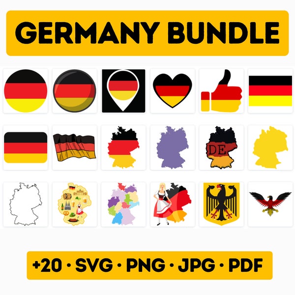 20 Germany SVG, Germany Cut Files, Germany Outline SVG, Germany Silhouette SVG, Germany Vector, Germany Map Clip Art, Map Shape, Deutschland