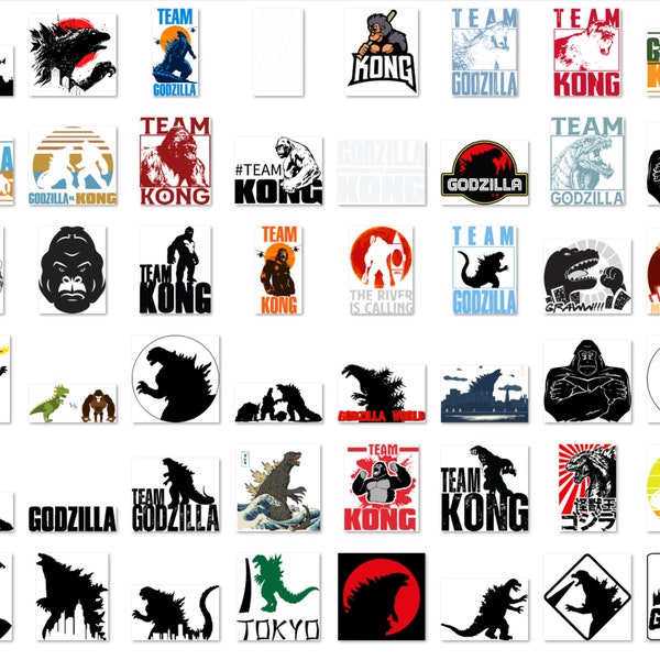 Godzilla svg bundle, King Kong Svg Bundle, Godzilla Silhouette, Godzilla Clip Art, Godzilla Cut File, Team Godzilla, Instant Download