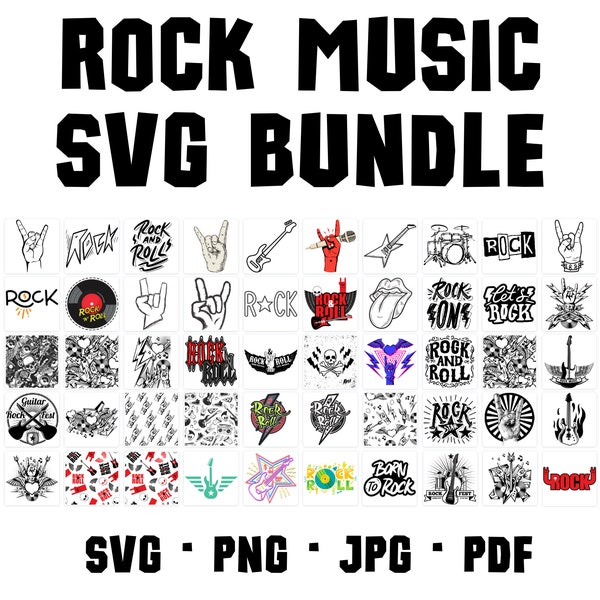 Rock Svg Bundle, Rock Music SVG, Electric Guitar, Rock Logo, Rock Icon, Sign of the Horns, rock n roll, Metal Rock Hand Gesture, Rock Guitar