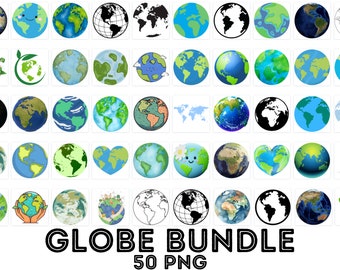 Globe PNG Bundle, Globe Clipart, Earth Png, Globe Silhouette, World Globe Png File, Planet Png, Instant Download, Earth Silhouette