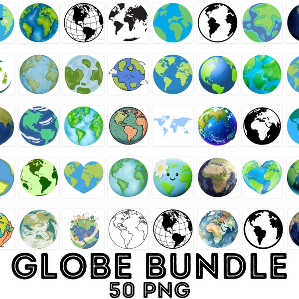 Globe PNG Bundle, Globe Clipart, Earth Png, Globe Silhouette, World Globe Png File, Planet Png, Instant Download, Earth Silhouette