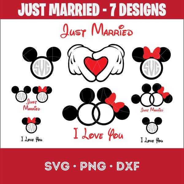 Just Married Mickey Minnie, Just Married, Shirt File, Digital File, Cricut Design, SVG Cut Files for Cricut, Silhouette, Cut Files, DXF, PNG