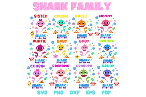 Shark Family SVG bundle, Bundle Layered SVG, Cut Files for Cricut and Silhouette, Sublimation Printing, Baby svg, tumbler svg, shark tshirts