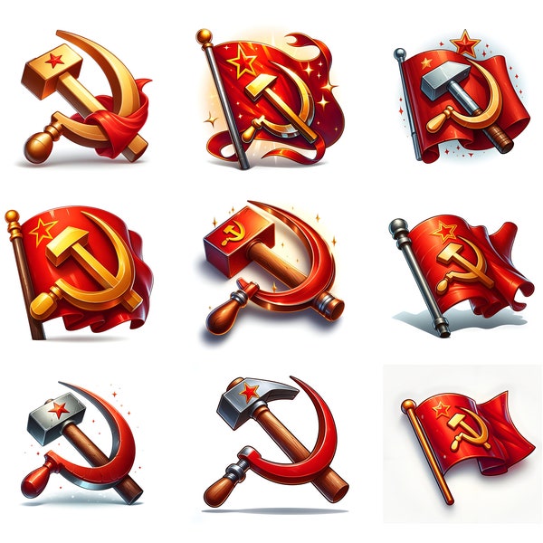 Communism PNG Bundle, Hammer and Sickle Bundle, Communism Clipart, Communism symbol Soviet union, Communism Silhouette, Communism Symbol PNG