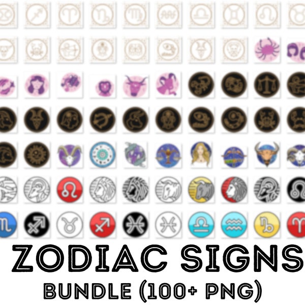 100+ Zodiac Signs PNG Bundle, Horoscope PNG Bundle, Celestial Star Sign PNG, Zodiac Constellation Png, Zodiac Signs Clipart Png, Horoscope