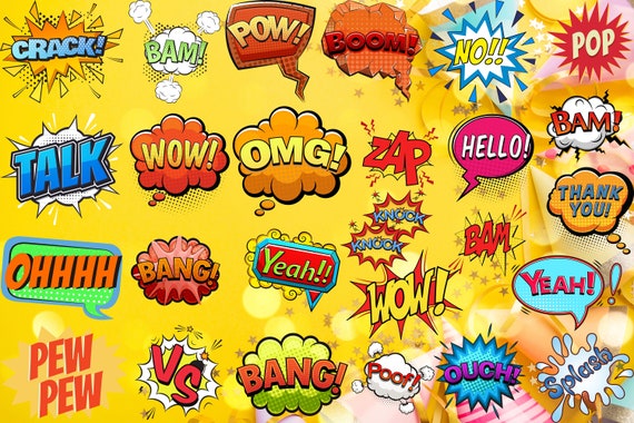 Colorful comic speech bubbles SVG Bundle, Speech Bubble, Pop Art, Retro speech, Boom, Pow, Bubble collection, svg, png, jpg, bang, pew, wow
