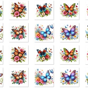 Orange Schmetterling Clipart, Blumen Clipart, 10 PNG-Dateien mit transparentem Hintergrund, Frühling Clipart, Garten Clipart, floraler SOFORTIGER DOWNLOAD