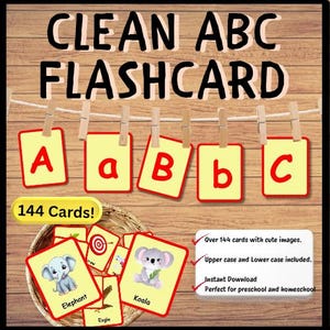 ABC Alphabet Flashcards with Pictures – Montessori Preschool Learning Cards | 144 Minimalist Printable Flashcards | Kids Educational Printab