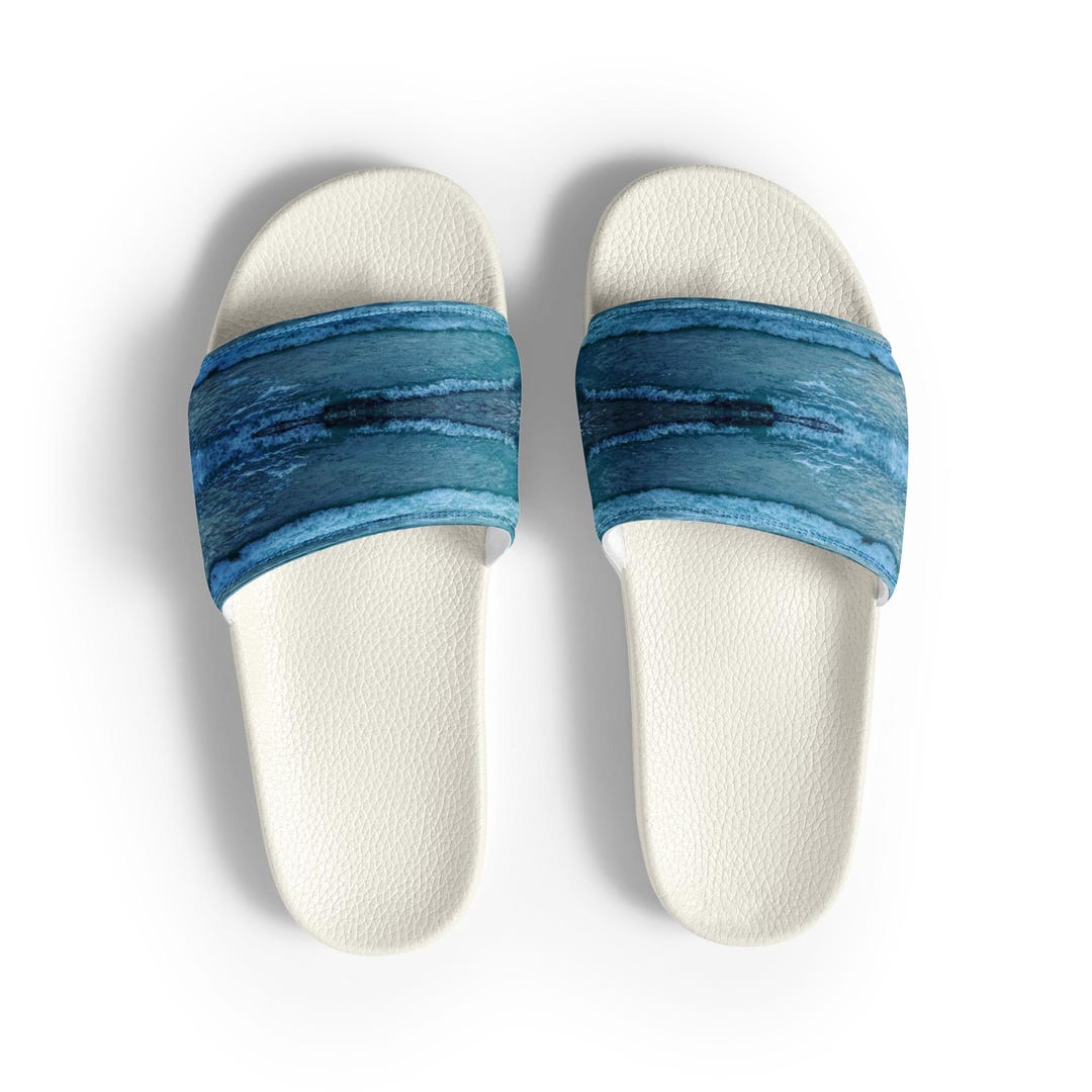 Women's Slides: Cushioned Faux Leather Beach Pool Sandals - Etsy