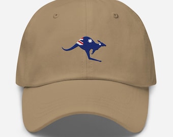Embroidered Kangaroo Aussie Flag Dad Hat