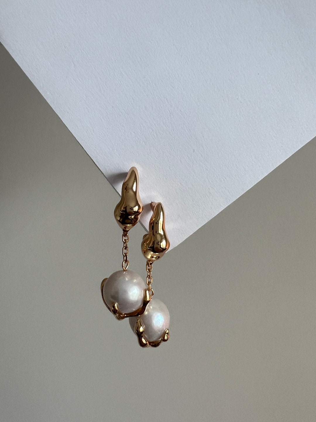 18k Vintage Gold Drop Pearl Earrings Etsy — free download