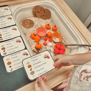Cartões de Receita Sensorial de Torta de Abóbora | Atividade de Contagem e Medição | Caixa Sensorial de Férias | IMPRIMÍVEL | Aprendizagem para Crianças | Brincadeira Imaginativa