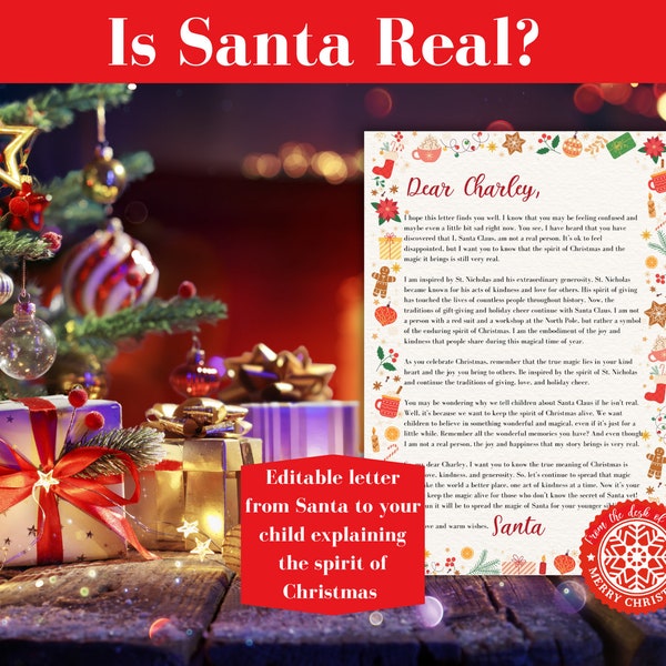 Is Santa Real? Explaining Santa to Your Child When They Learn the Secret, Editable Personalized Letter Template
