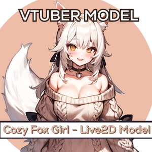 Kitsune Fox Girl Live2D Model for Commercial use! - for vtube studio as a cute animal fox full body vtuber