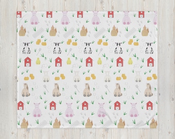 Farm Animals Baby Blanket or Kid Blanket, Large. FREE SHIPPING