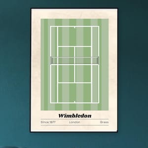 Poster da parete con stampa di tennis, stampa minimalista di campi da tennis 2024, regalo di tennis senza cornice, Wimbledon