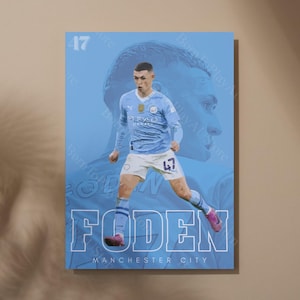 Phil Foden Print, Phil Foden Poster, Football Gift, Sports Poster, Football Player Poster, Soccer Wall Art, Manchester City, Digital Print