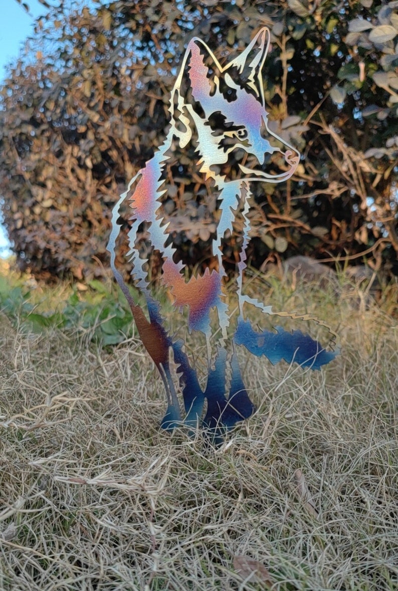 Glossy Wolf Metal Art, Rainbow Wolf Metal Art, Burnt Metal Art, Heat