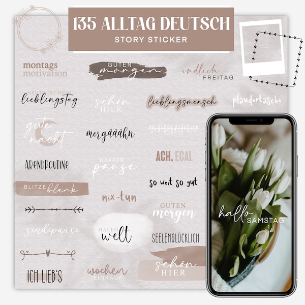 135 Story Sticker Alltag Deutsch Daily Basic Everyday PNG Digital clipart