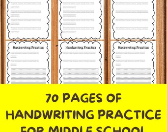 70 Pages of Handwriting Practice Middle School pdf, Printable Neat Handwriting Worksheets, journaling, handwriting, handwriting practice