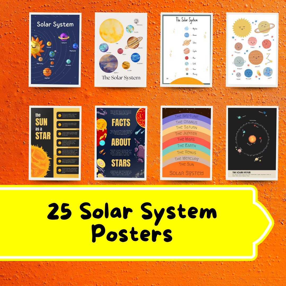 25 Solar System Posters, Montessori Materials, Homeschool Resources, Classroom Decor, Nursery