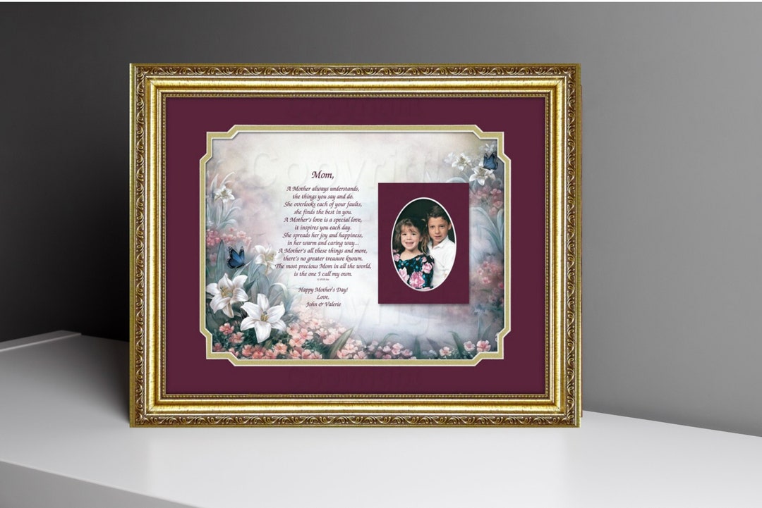 Personalized Mother Portrait - Framed Floral Wall Art Gift - Etsy