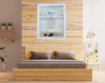 Custom Name Meaning Print - Personalized Ocean Theme Name Artwork, Unique Beach Wall Art, Meaningful Gift, Beach Theme Name Art, Wall Prints