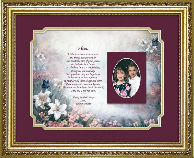Personalized Mother Portrait - Framed Floral Wall Art Gift - Etsy