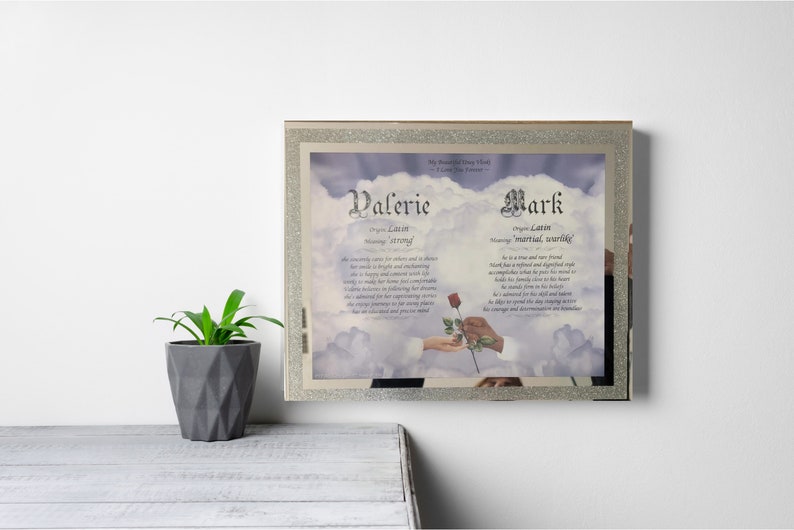 Personalized Name Origin Art Print - Elegant Gold Frame image 2