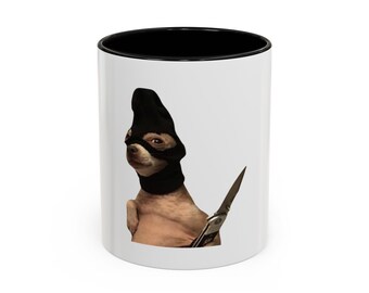 Dog Knife Meme Mug