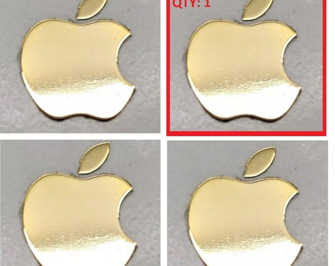 Apple Logo Decals Vinyl Stickers Gold Chrome Computer PC Desktop Laptop ...