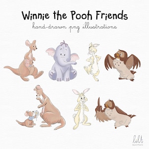 Hand-drawn Winnie the Pooh Friends Clipart, Hand-drawn PNG Illustration, High-resolution PNG, Winnie the Pooh Clipart, LI052