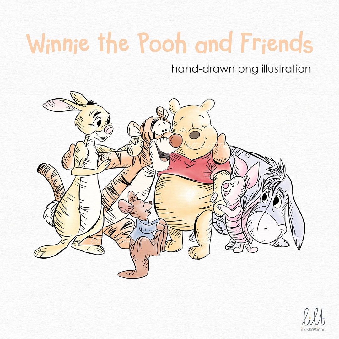 Hand-drawn Winnie the Pooh and Friends Clipart, Hand-drawn PNG ...