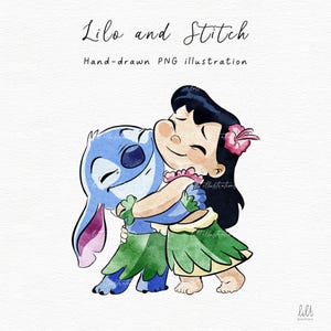 Handgetekende Lilo and Stitch png-afbeelding, aquarel Lilo and Stitch png-afbeelding, png-afbeelding met hoge resolutie, Lilo and Stitch-clipart, L060