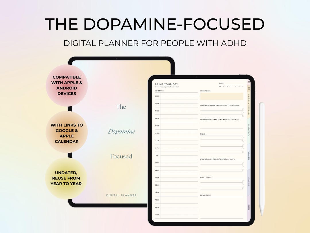 ADHD Digital Planner for Focus & Productivity, 34 Pages, Hyperlinked ...