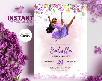 EDITABLE - Isabela Encanto Birthday Invite, Kids Party Invite, Encanto, Flower Invite, Canva Template, Digital, Printable, Invitation