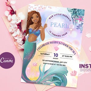 EDITABLE - Little Mermaid Birthday Invitation | Ariel Party Invite Girl | Editable Mermaid Theme | Instant Download Digital Printable