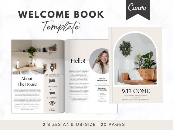 Airbnb Welcome Book Template, House Host Manual Guidebook Template, Vacation Rental Template, Real Estate Canva Template