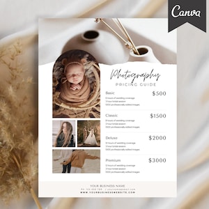 Canva Fotografie Vorlage für den Preisführer: Hochzeits- & Familienpreisliste (Digitaler Download)