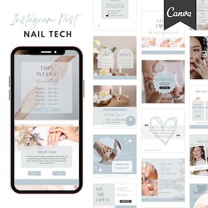 Nail Tech Instagram Post Templates: Beauty Business Branding (Canva)